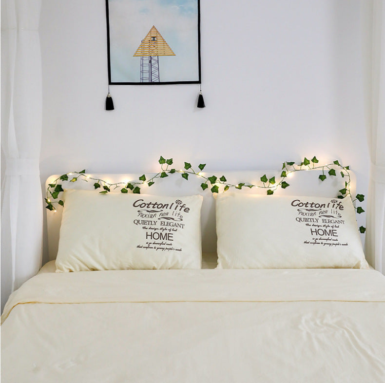 Maple Leaf Green Rattan String Lights | Copper Wire LED Lights for Room Decoration