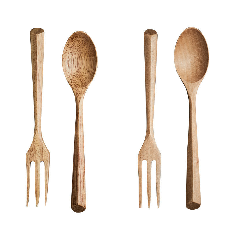 Japanese Style Wooden Spoon & Fork Set | Elegant Dining Utensils for Home