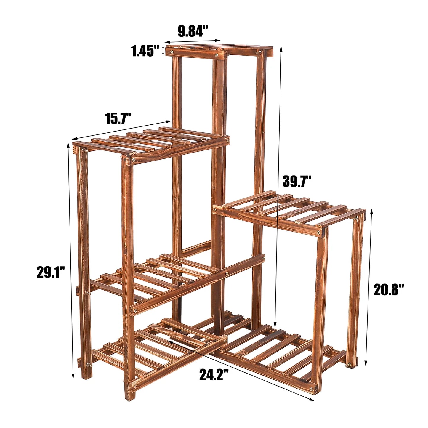 6-Tier Wood Plant Corner Stand – Indoor/Outdoor Display Rack for Flowers & Succulents