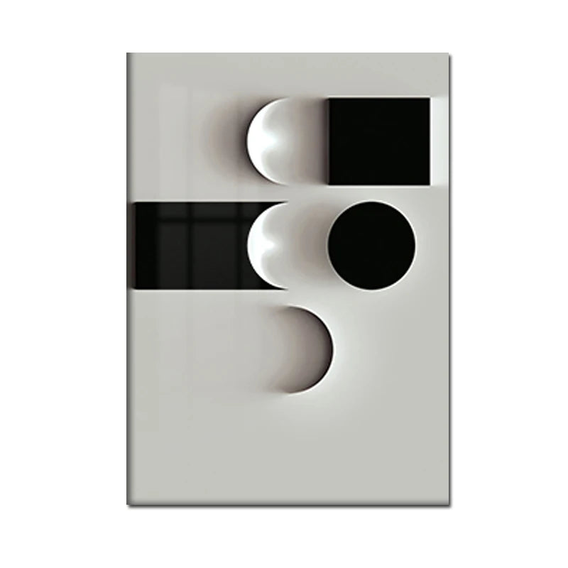 Nordic Abstract Black & White Geometric Canvas Art – Modern Wall Décor for Living Room