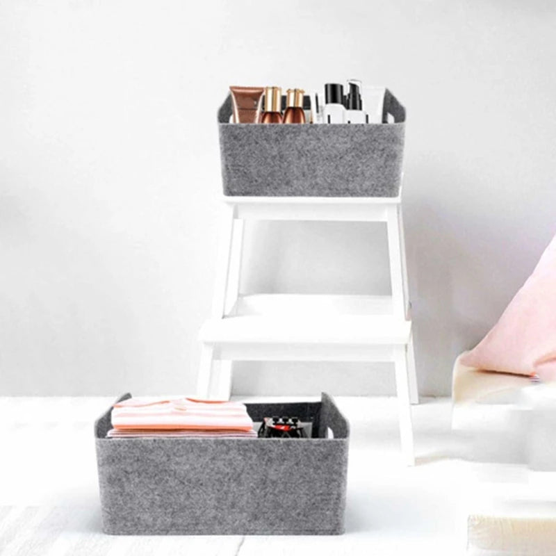 2Pcs Felt Storage Baskets with Handles | Collapsible & Convenient Storage Solution