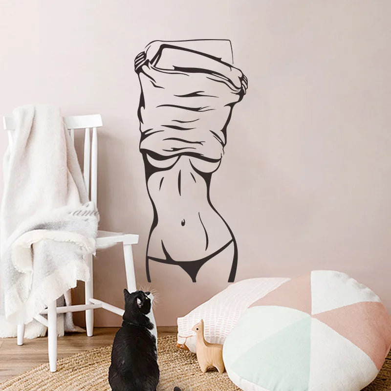 Sexy Girl Wall Sticker – Creative Art Decal for Living Room, Bedroom & Fitness Spaces