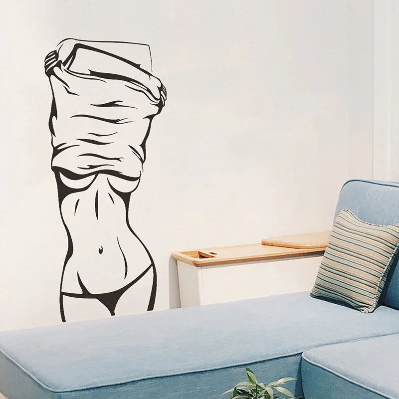 Sexy Girl Wall Sticker – Creative Art Decal for Living Room, Bedroom & Fitness Spaces
