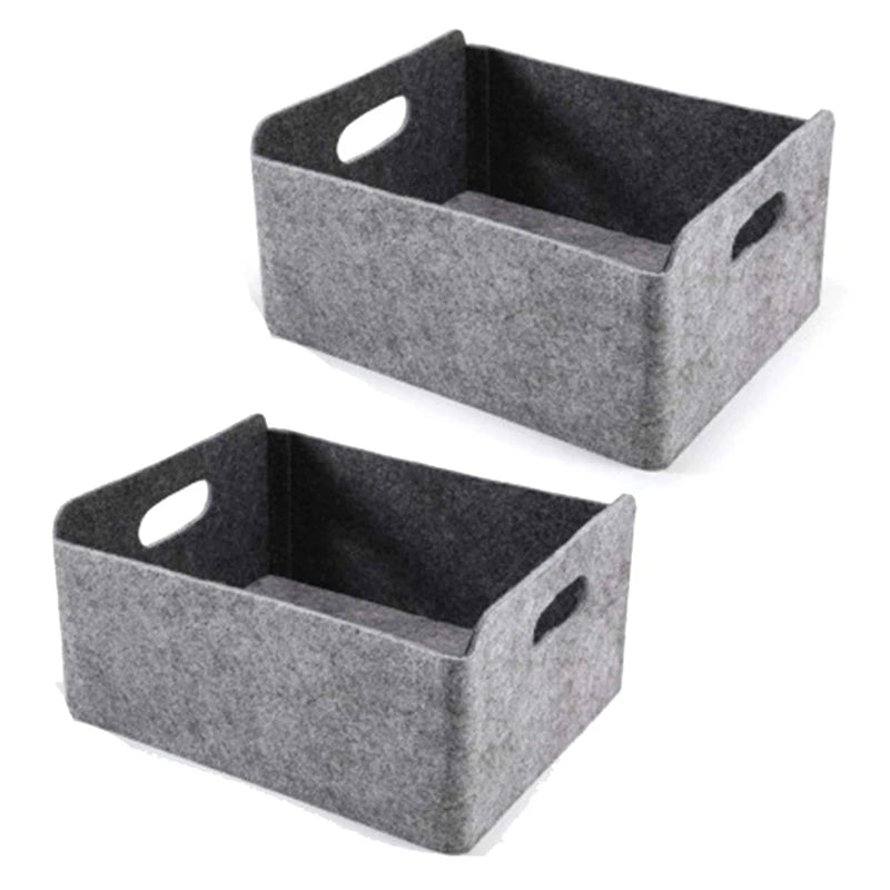 2Pcs Felt Storage Baskets with Handles | Collapsible & Convenient Storage Solution