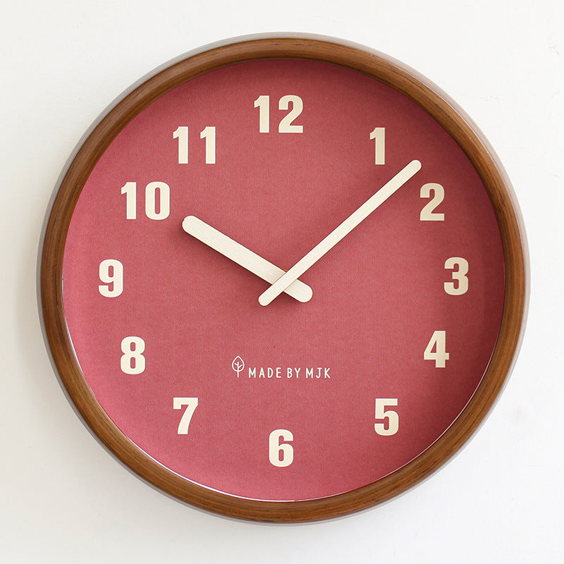 Retro Solid Wood Wall Clock | Modern Minimalist Design for Living Room Decor
