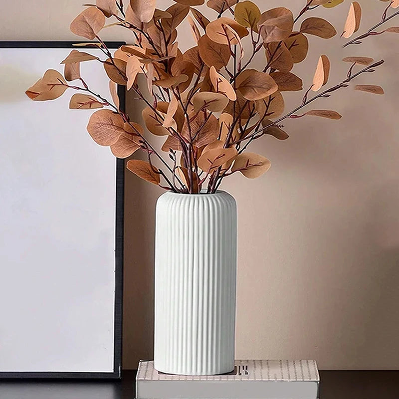 Striped Ceramic-Inspired Vase – Creative Floral Display for Home Décor
