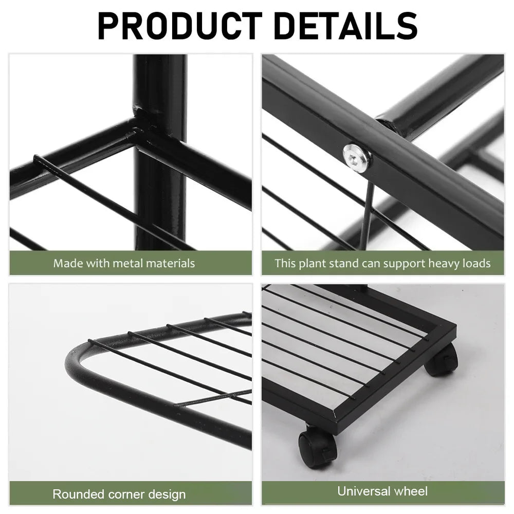 3/7-Tier Plant Stand with Wheels – Flower Display Rack & Indoor Storage Shelf