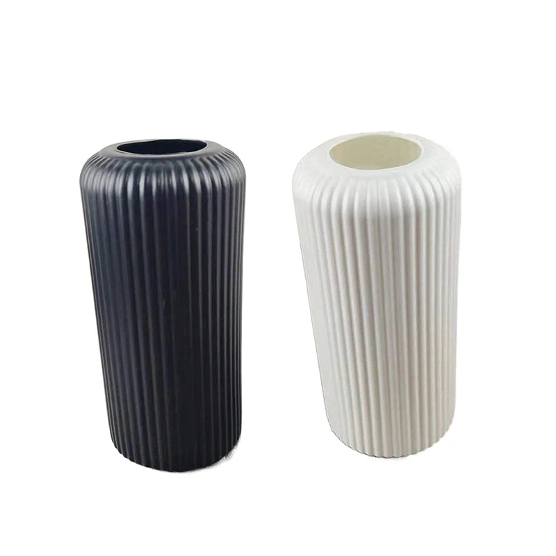 Striped Ceramic-Inspired Vase – Creative Floral Display for Home Décor