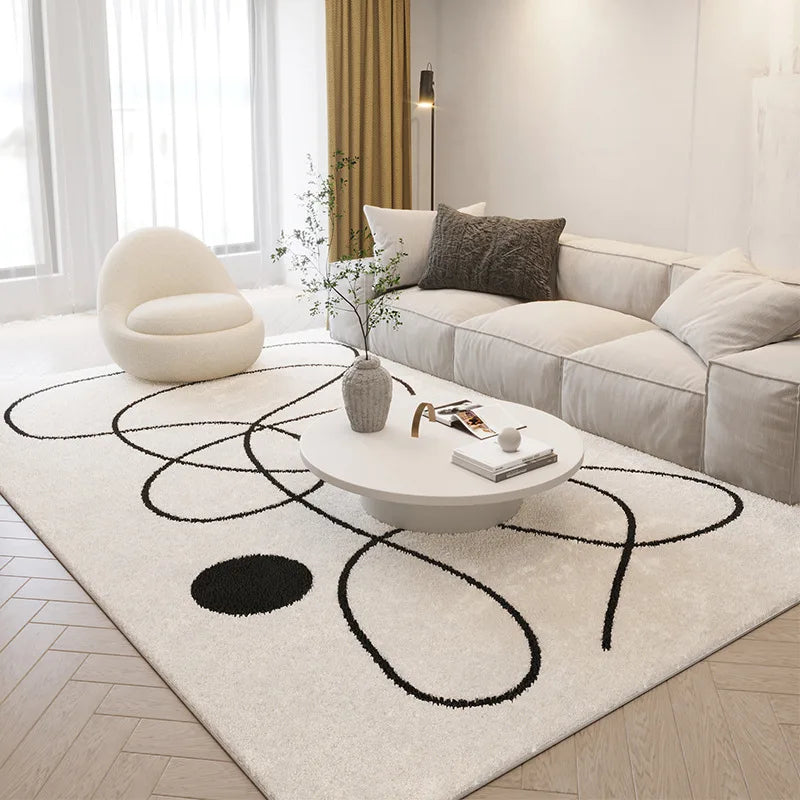 VIKAMA Modern Abstract Plush Carpet – Nordic Style Soft Rug for Living Room & Bedroom