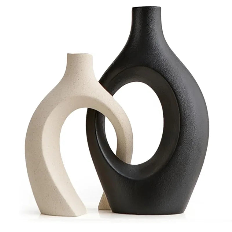 CAPIRON Luxe Vase — 21cm & 28cm Large Nordic Ceramic Decor | Modern Living Room Elegance