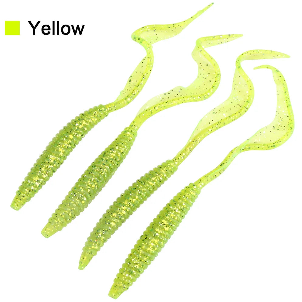 Spinpoler 18cm 13cm Soft Lure Worm Baits Flexible Long Tail 4 Colors Silicone Earthworm Worms Lifelike Fishing Lure 5pcs/Pack
