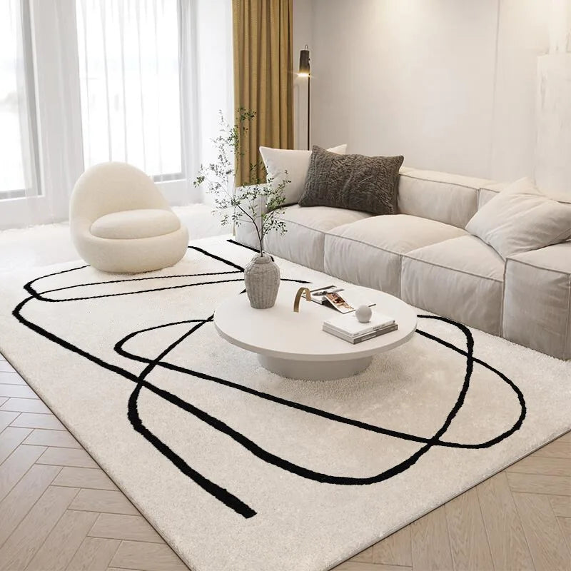 VIKAMA Modern Abstract Plush Carpet – Nordic Style Soft Rug for Living Room & Bedroom