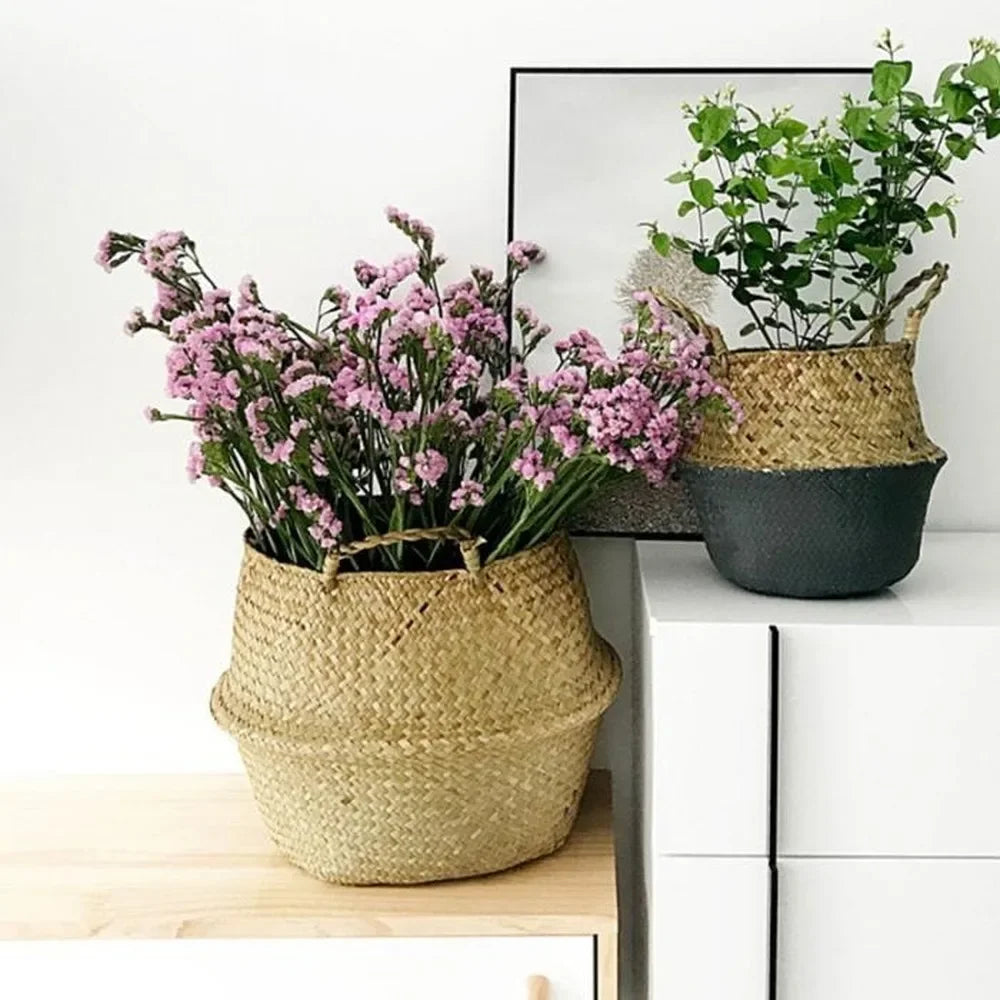 Rattan Hanging Basket – Versatile Seaweed Flowerpot & Storage Solution