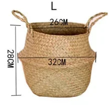 Rattan Hanging Basket – Versatile Seaweed Flowerpot & Storage Solution