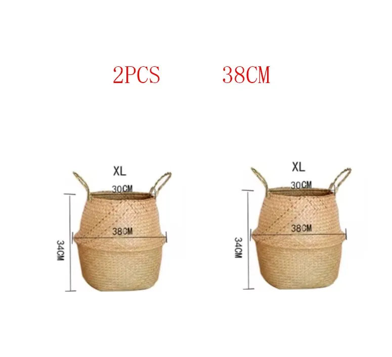 Rattan Hanging Basket – Versatile Seaweed Flowerpot & Storage Solution