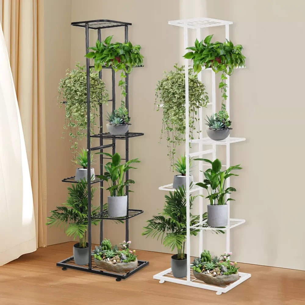 3/7-Tier Plant Stand with Wheels – Flower Display Rack & Indoor Storage Shelf
