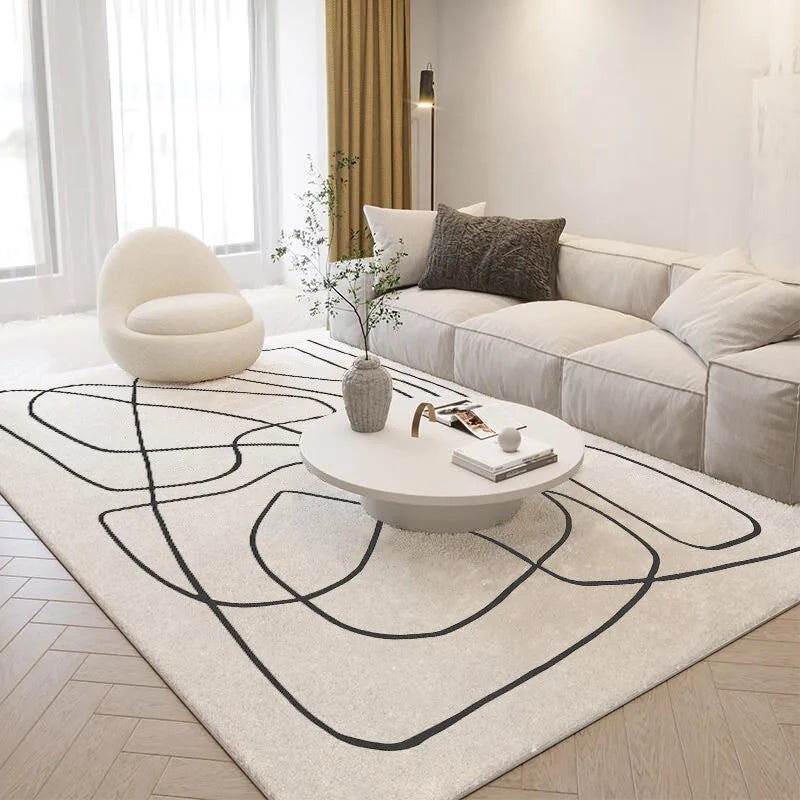 VIKAMA Modern Abstract Plush Carpet – Nordic Style Soft Rug for Living Room & Bedroom