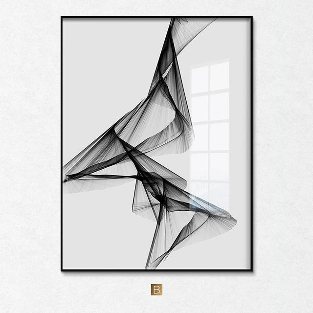 Nordic Black & White Abstract Canvas | Modern Line Art Wall Decor (Frameless)