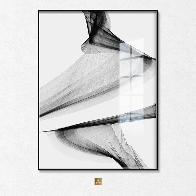 Nordic Black & White Abstract Canvas | Modern Line Art Wall Decor (Frameless)