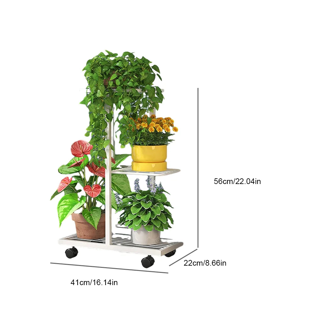 3/7-Tier Plant Stand with Wheels – Flower Display Rack & Indoor Storage Shelf