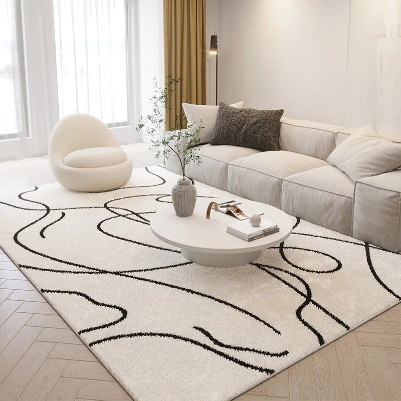 VIKAMA Modern Abstract Plush Carpet – Nordic Style Soft Rug for Living Room & Bedroom