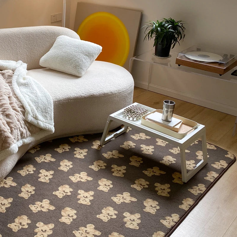 Japanese Style Carpets | Minimalist Living Room & Bedroom Plaid Checkerboard Rug, Large Plush Floor Mat