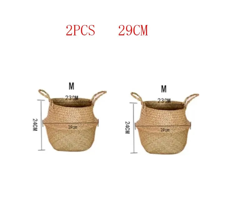 Rattan Hanging Basket – Versatile Seaweed Flowerpot & Storage Solution