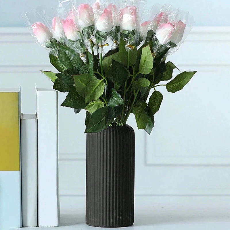 Striped Ceramic-Inspired Vase – Creative Floral Display for Home Décor