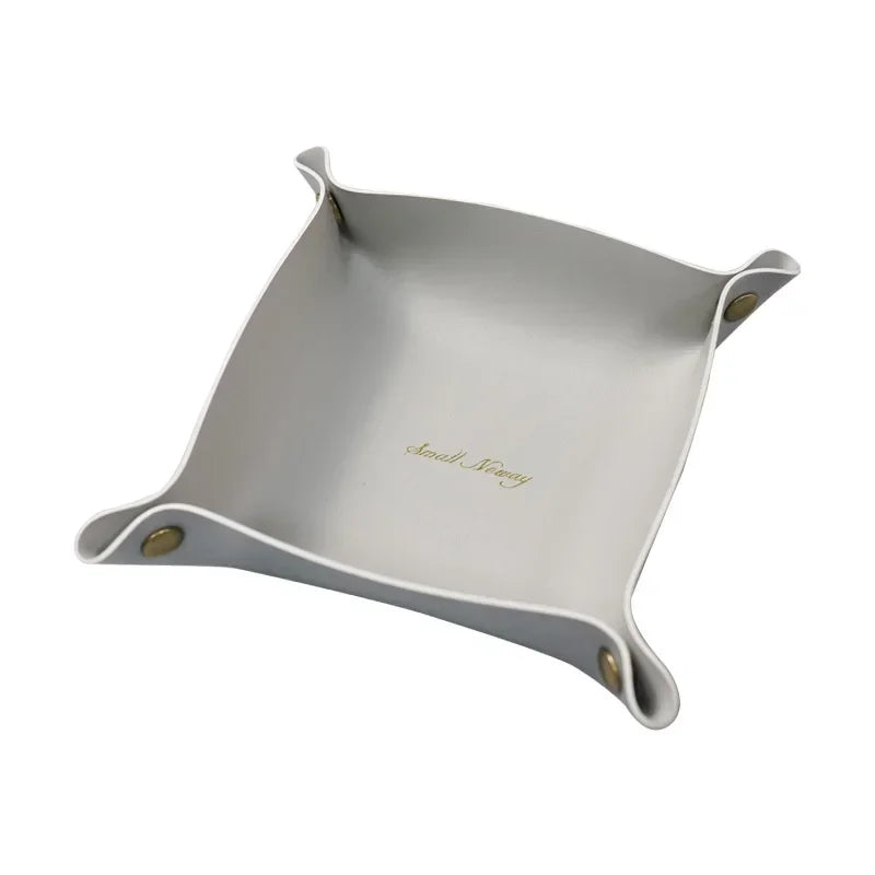 Folding Nordic Leather Storage Box | Desktop Organizer for Jewelry, Cosmetics, Keys & More