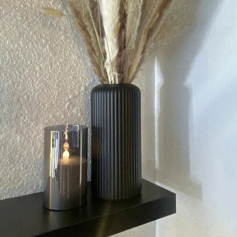 Striped Ceramic-Inspired Vase – Creative Floral Display for Home Décor