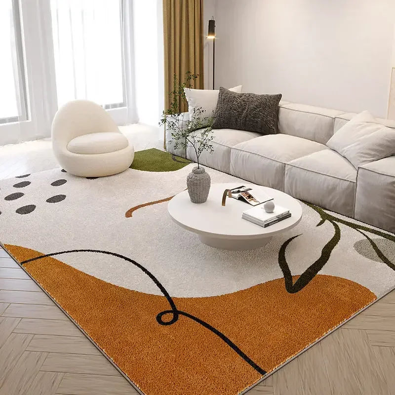 Minimalist Modern Living Room Carpet | Large Area, Non-Slip, Easy-Care, Washable Alfombra