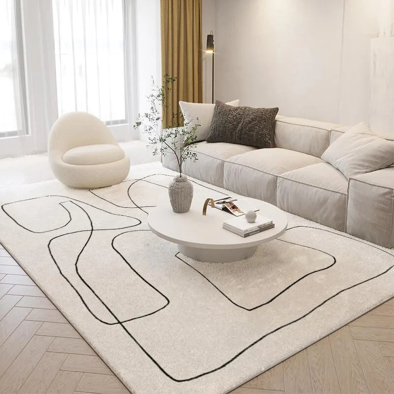 VIKAMA Modern Abstract Plush Carpet – Nordic Style Soft Rug for Living Room & Bedroom