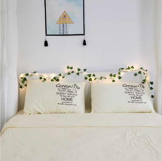 Maple Leaf Green Rattan String Lights | Copper Wire LED Lights for Room Decoration