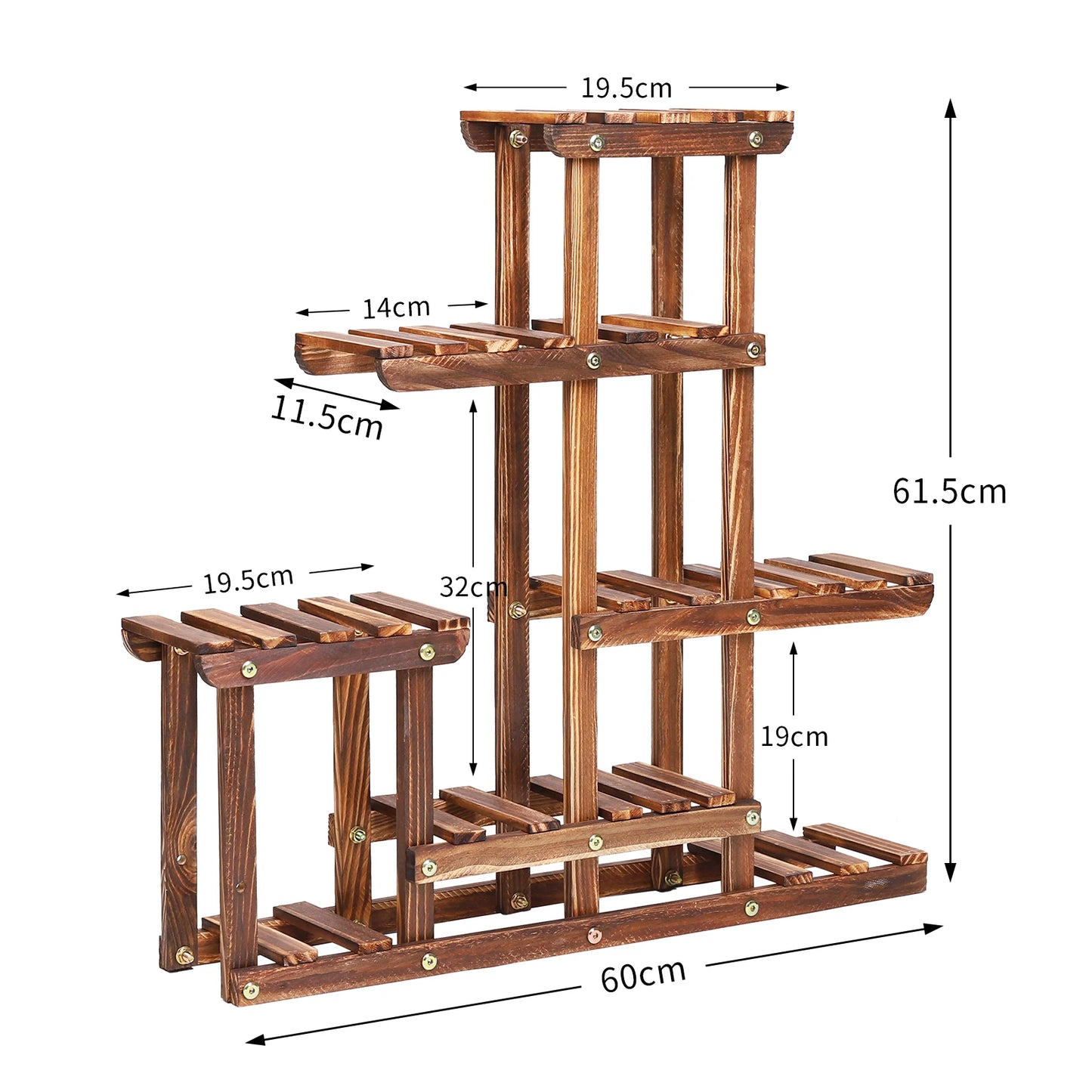 6-Tier Pine Wood Plant Stand – Succulent & Flower Display Rack for Indoor/Outdoor Balcony