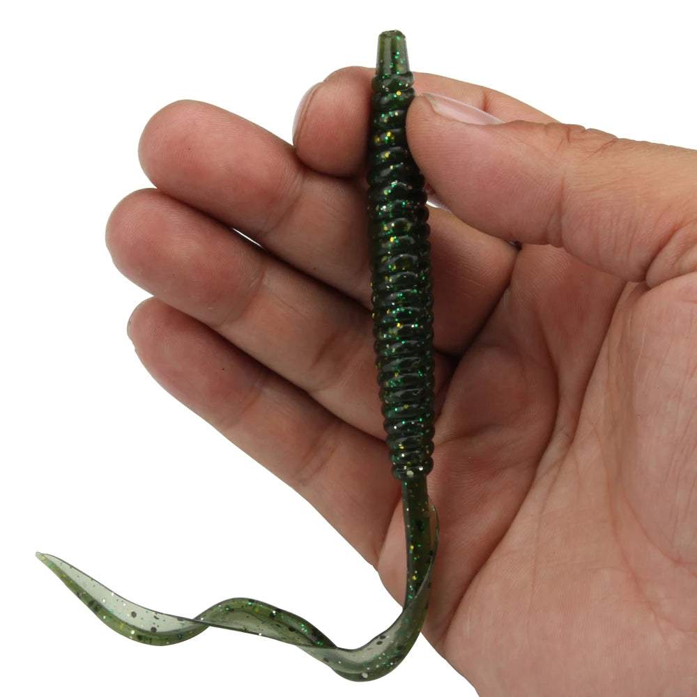 Spinpoler 18cm 13cm Soft Lure Worm Baits Flexible Long Tail 4 Colors Silicone Earthworm Worms Lifelike Fishing Lure 5pcs/Pack