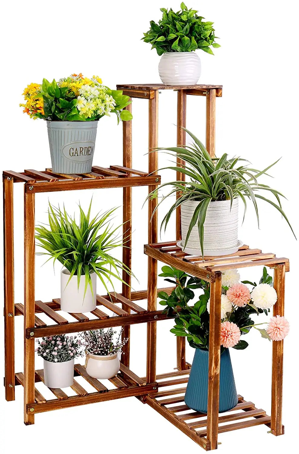 6-Tier Wood Plant Corner Stand – Indoor/Outdoor Display Rack for Flowers & Succulents