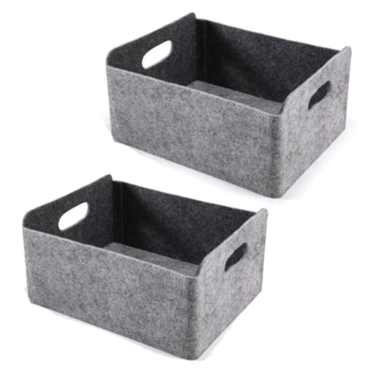 2Pcs Felt Storage Baskets with Handles | Collapsible & Convenient Storage Solution
