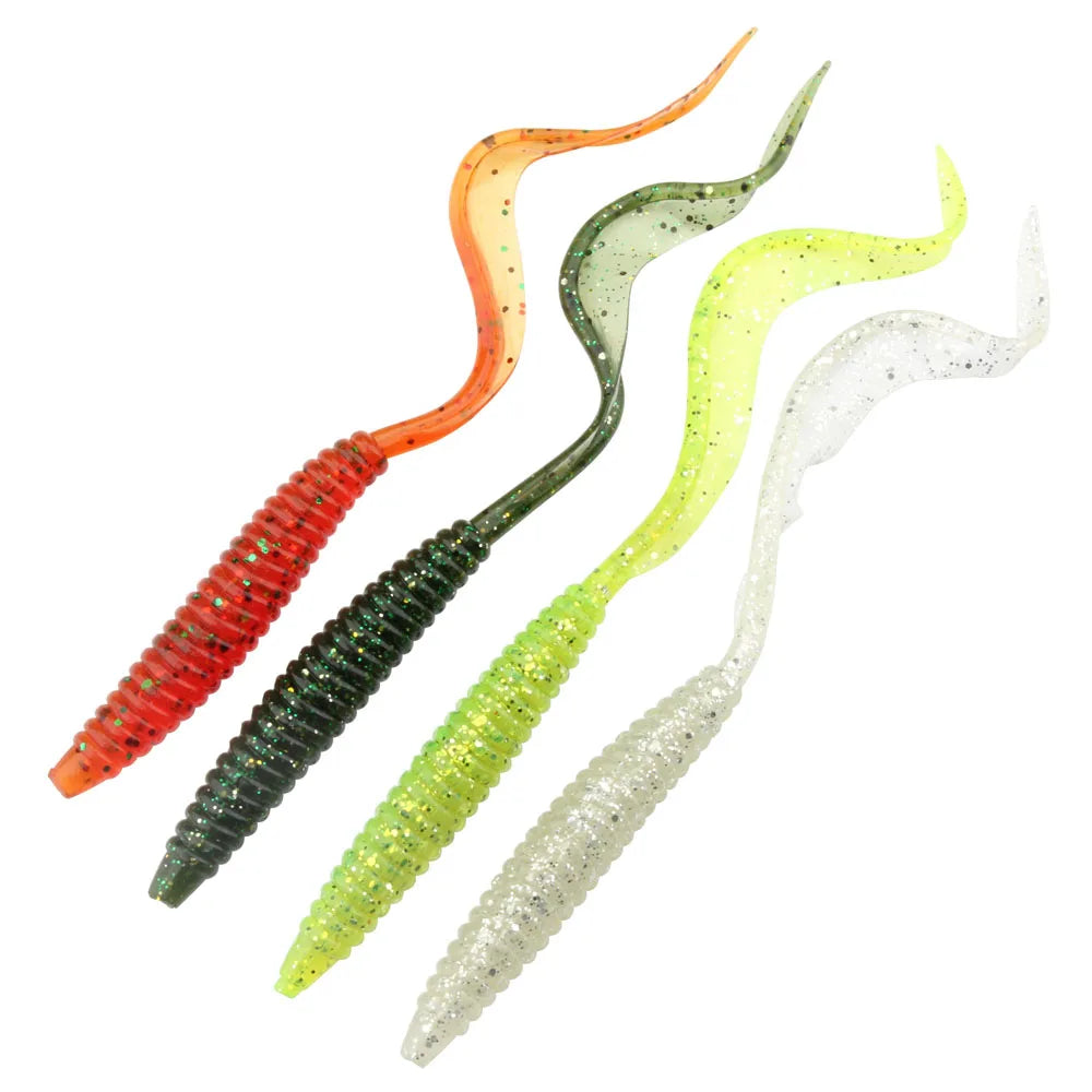 Spinpoler 18cm 13cm Soft Lure Worm Baits Flexible Long Tail 4 Colors Silicone Earthworm Worms Lifelike Fishing Lure 5pcs/Pack