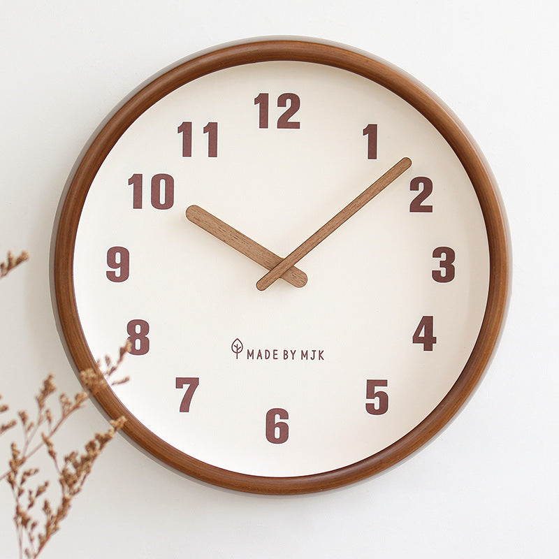 Retro Solid Wood Wall Clock | Modern Minimalist Design for Living Room Decor