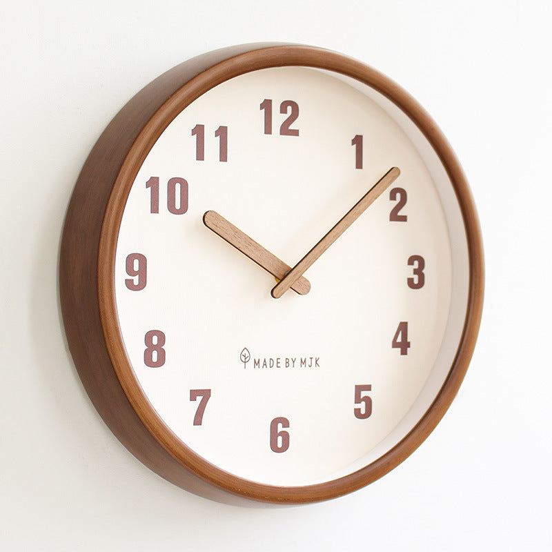 Retro Solid Wood Wall Clock | Modern Minimalist Design for Living Room Decor