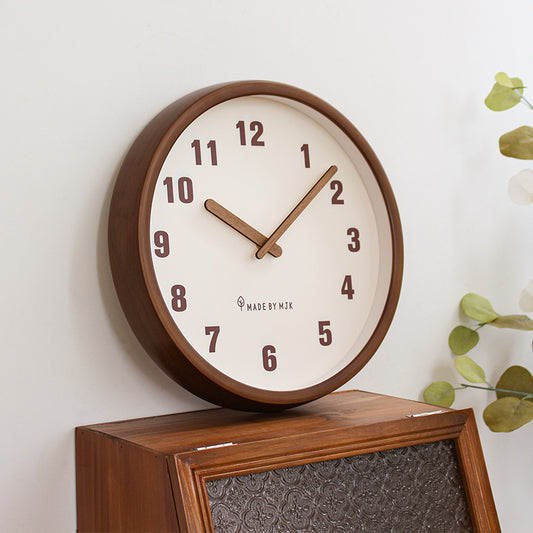 Retro Solid Wood Wall Clock | Modern Minimalist Design for Living Room Decor