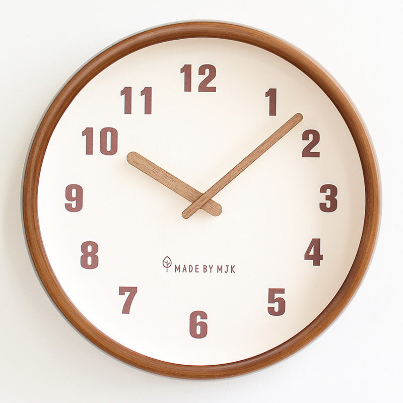 Retro Solid Wood Wall Clock | Modern Minimalist Design for Living Room Decor