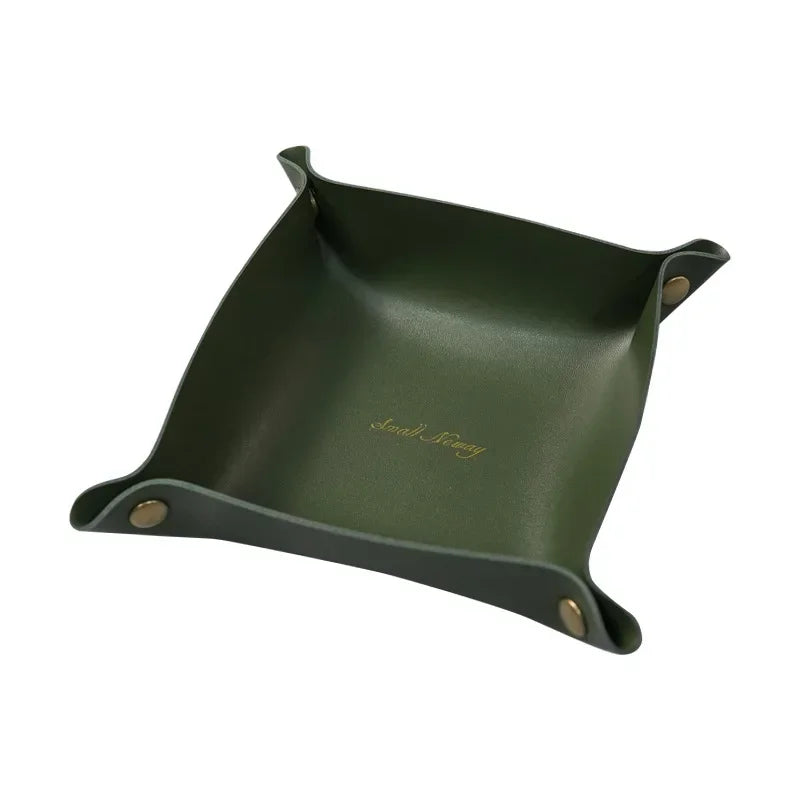 Folding Nordic Leather Storage Box | Desktop Organizer for Jewelry, Cosmetics, Keys & More