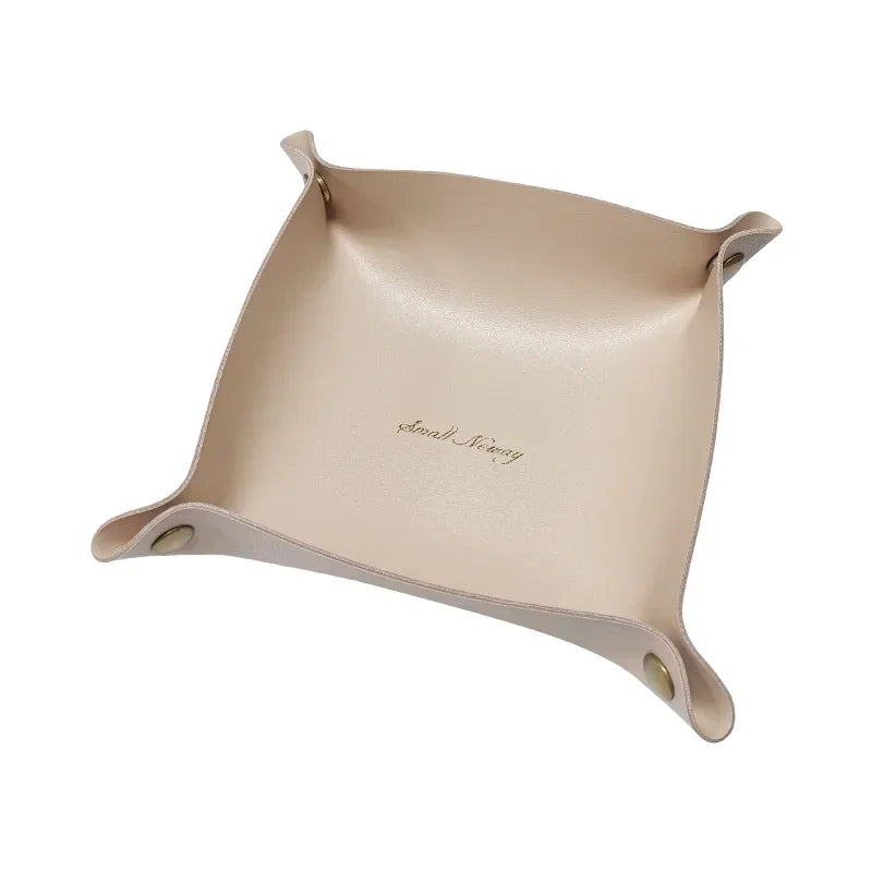 Folding Nordic Leather Storage Box | Desktop Organizer for Jewelry, Cosmetics, Keys & More