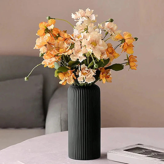 Striped Ceramic-Inspired Vase – Creative Floral Display for Home Décor