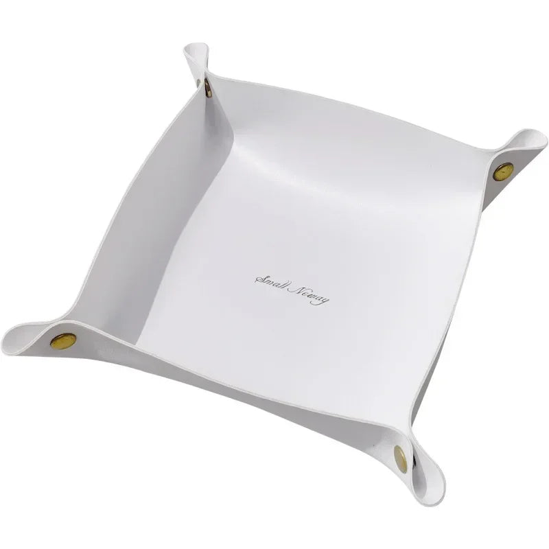Folding Nordic Leather Storage Box | Desktop Organizer for Jewelry, Cosmetics, Keys & More