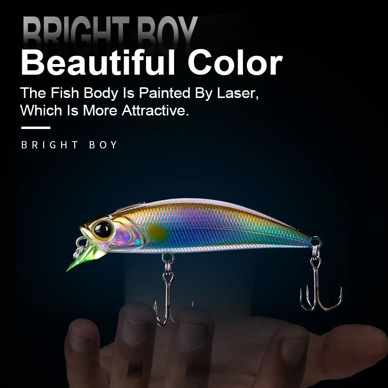 Kingdom Fishing Lures Micro Fly Minnow 3.6g 7g 45mm 60mm Sinking Minnow Artificial Wobblers Hard Bait Noise System Bass Pike