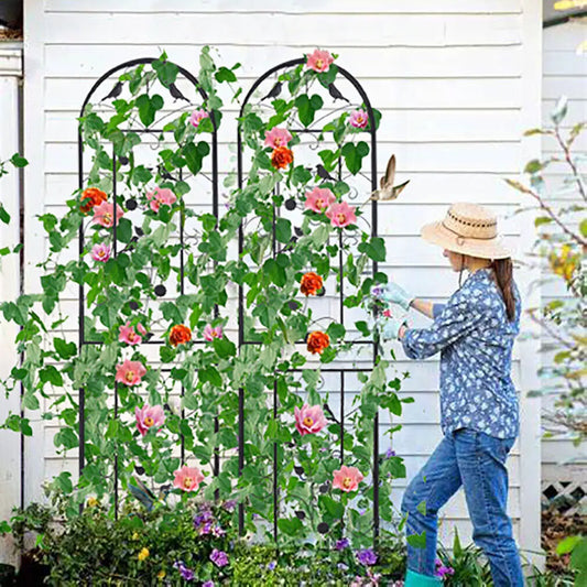 2PCS Metal Garden Trellis Fence | 83-Inch Anti-Rust Climbing Plant Panels for Outdoor Border & Flower Screen