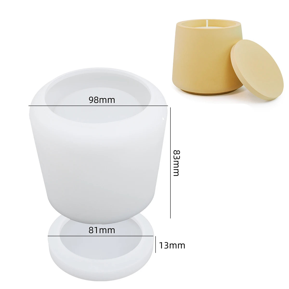 Round Candle Jar Mold with Lid
