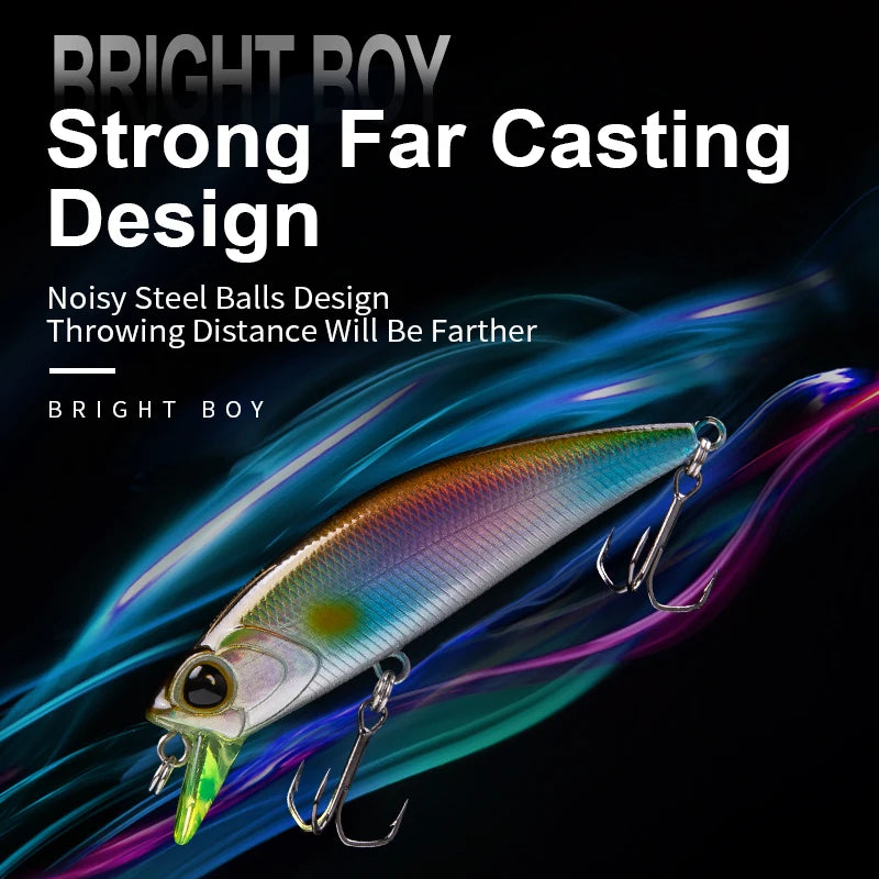 Kingdom Fishing Lures Micro Fly Minnow 3.6g 7g 45mm 60mm Sinking Minnow Artificial Wobblers Hard Bait Noise System Bass Pike